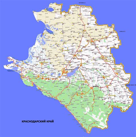 Карта побережья краснодарского края с населенными пунктами подробная